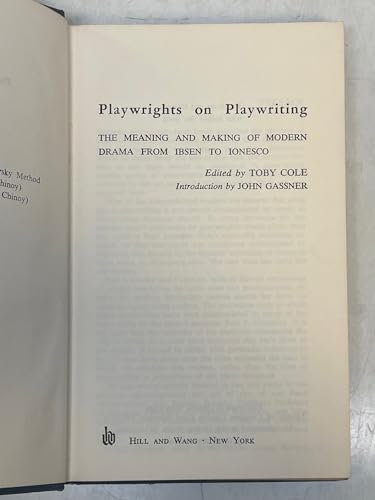 Playwrights on Playwriting B000GR4LO8 Book Cover