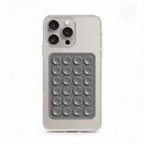 Dhanlaxmi Impex Silicone Suction Phone Case Sticker | Hands-Free Mobile Holder Grip | Strong Suction Pad for Mirror, Shower & Smooth Surfaces | Video Recording Accessory | Grey | Pack of 2