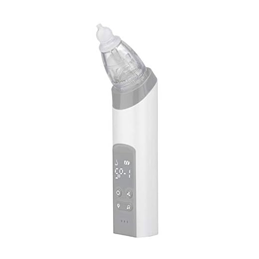 JJone Aspirador nasal para bebê aspirador elétrico para limpeza de nariz com 3 pontas de silicone e potências de sucção Lanterna embutida e música