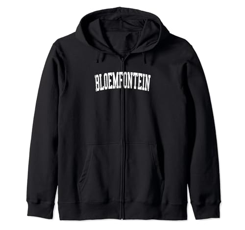 Vintage Bloemfontein South Africa Distressed White Varsity Zip Hoodie