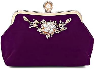 DIRRONA Elegant Womens Handbag Ladies Clutch Bags Exquisite Evening Bag Shiny Bridal Wedding Bag Suitable for Party Prom Annual Meeting Wedding Velour Material