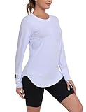 Beuwltpa Langarm Sportshirt für Damen Funktionsshirt Locker Laufshirt UPF 50+ UV Schutz Sport Oberteile Atmungsaktiv Leicht Sport T-Shirt mit Daumenloch Fitness Yoga Tops Rashguard