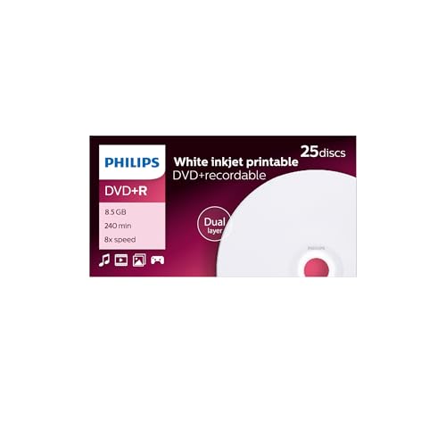 Philips DR8I8B25F 25 x DVD+R DL 8.5 Go 240 minutes 8x surface imprimable par jet d'encre spindle - vue 3