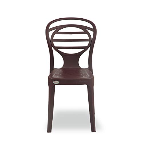 Image of Oaknest Supreme Oak Armless Plastic Dining Chair | Compact & Ergonomic Design for Home, Living Room, Balcony & Outdoor Seating | Color : Globus Brown, Set of 2