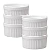 HIC Kitchen Souffle Ramekin Set Fine White Porcelain 6 Ounce Set of 6