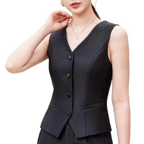 Chaleco elegante para mujer con diseño ajustado y botones para oficina 1
