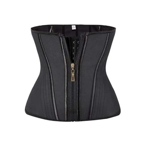 Waist Trainer Double Compression Shaper Tummy Control Slimming Sheath Flat Belly 13 Steel Bones Belt(Black,S)