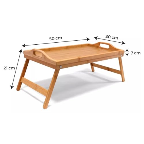 Miniatura 3 de Revolutionline - Bandeja De Bambú Con Patas Plegables Ideal Para La Cama Y El Sofá Asas Incorporadas Bandeja Con Bordes Para Evitar Derrames Fabricada Con Bambú Orgánico Fácil De Limpiar