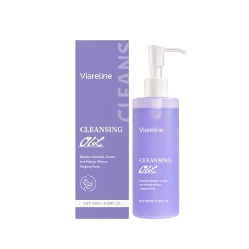 Viareline Cleansing Oil – Lightweight Makeup Remover for Waterproof Makeup & Sunscreen with Skin-Balancing Care (3.38 fl oz)