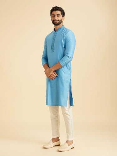 Image of Manyavar Men's Viscose Blend Self-Design Kurta Pyjama Set (2pcs)