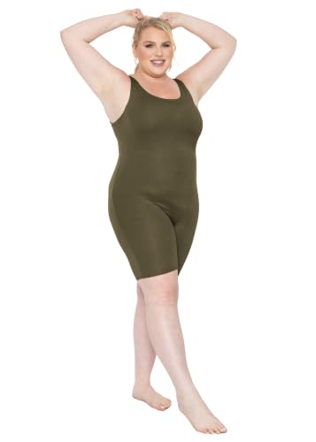 Image of STRETCH IS COMFORT Womens Plus Size Tank Unitard Athletic Rompers For Women