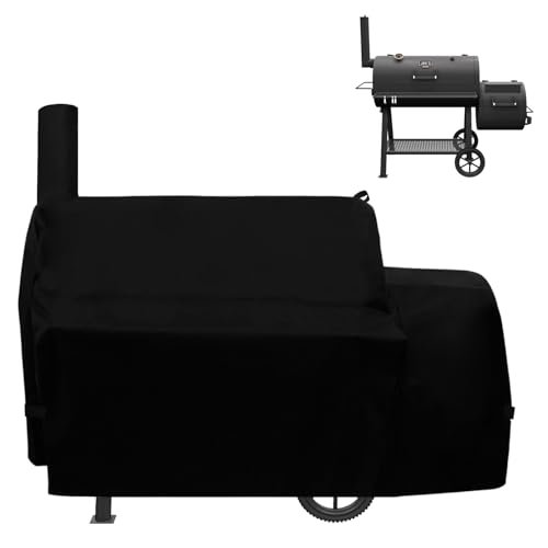 Grill Cover for Oklahoma Joe's Highland Offset Smoker, 600D Heavy Duty Waterproof UV Resistant Cover for Oklahoma Joe's Charcoal Offset Smoker 24203001, Outdoor BBQ Accessory