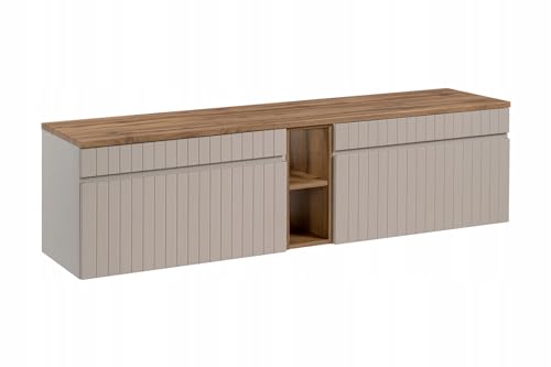 Muebles Slavic Szafka łazienkowa naścienna z grubymi górnymi szufladami, półkami, kaszmir 180 cm - szafka łazienkowa