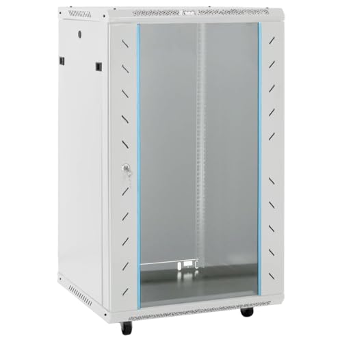 vidaXL Coffret de réseau 18U 19 IP20 Gris 60x60x100 cm, Coffret de réseau sur Pied, Armoire de données, Support de réseau