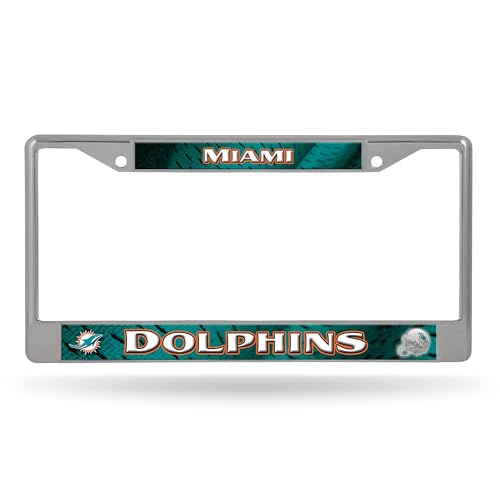 Rico Industries NFL Football Miami Dolphins 12" x 6" Silver Chrome Frame with Decal Inserts by Rico Industries - Used condition - US$16.59