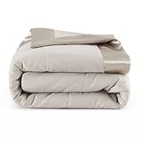 COMFLIVE Down Alternative Blanket - Queen Size Blanket with Satin Trim - Bed Blanket for All Seasons - Winter Summer Comfort Soft 90'x90' (Taupe, Full/Queen)