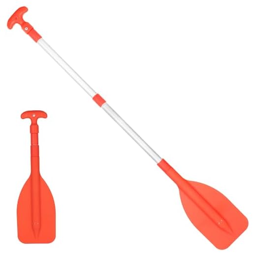 Five Oceans Emergency Telescoping Paddle, Boat Paddles, Floating Orange Paddle, Extends from 21" to 42", Compact Design for Easy Storage, Strong Anodized Aluminum Shaft - FO2898