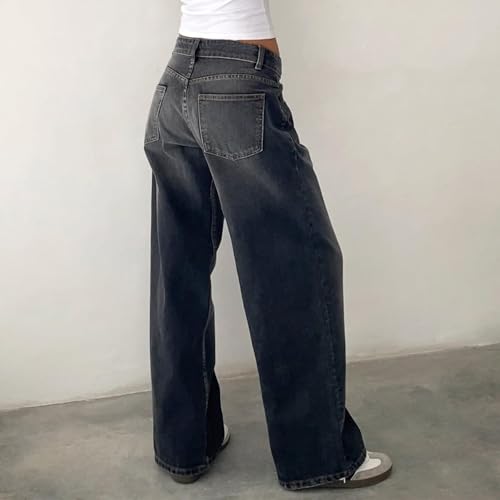 Women's Low Rise Baggy Jeans Boyfriend Y2K E-Girls Straight Wide Leg Denim Jeans Retro Casual Loose Denim Pants3
