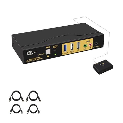 Commutateur KVM double moniteur 4K60Hz 2K144Hz avec hub USB 3.0 et gestion de l'audio