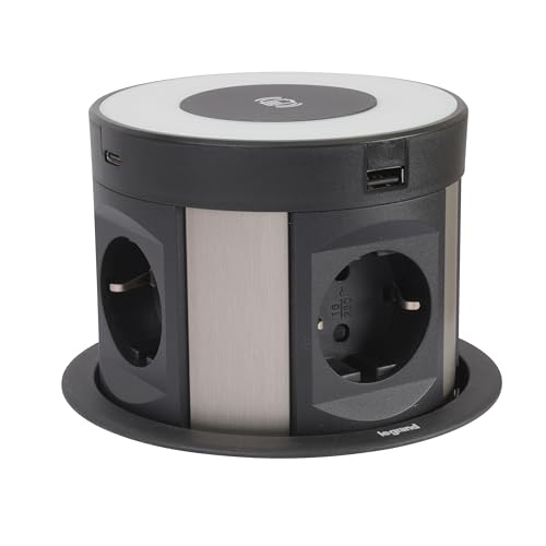 Multiprise de table escamotable Legrand pour un plan de travail épuré et connecté