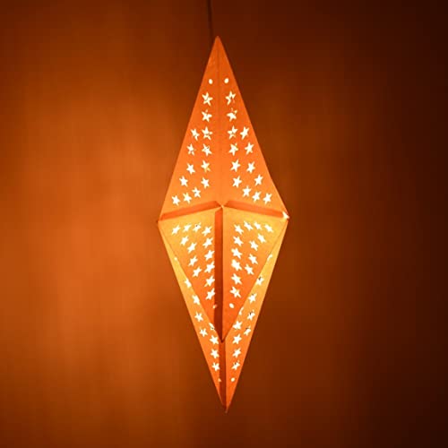 Image of Solid Yellow Paper Star Lantern with 12 Foot Power Cord Included