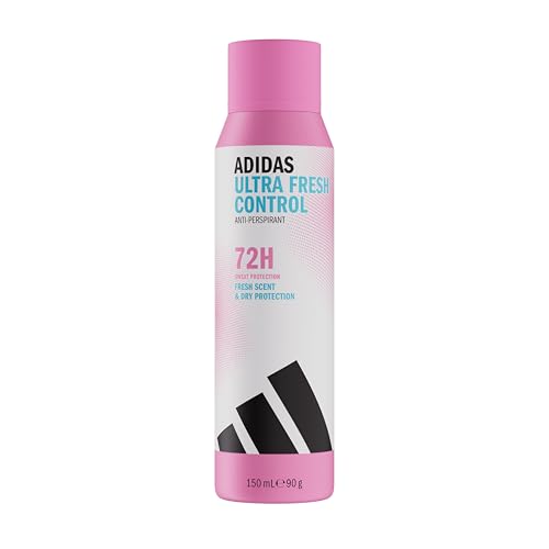 adidas, Ultra Fresh Control Deodorante Spray Antitraspirante Donna, Profumo Fresco, 72 Ore di Protezione dal Sudore, Delicato sulla Pelle, Formula Vegana, 150 ml