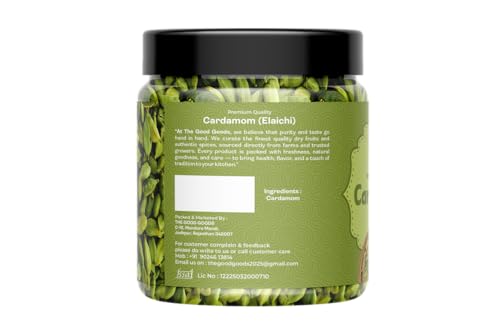 Image of THE GOOD GOODS Whole Green Cardamom (Elaichi) Authentic Flavour for Cooking, Baking & Masala Blends - Rich Aroma & Natural Freshness 100g