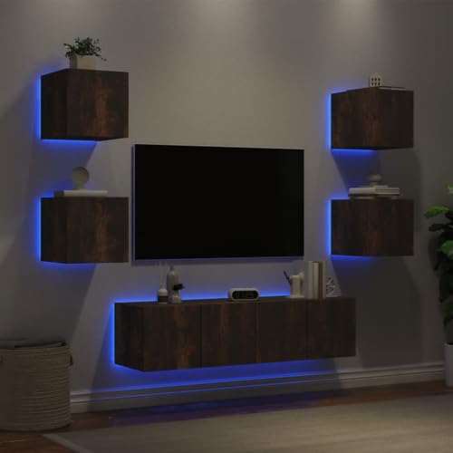 KLYEON 6-TLG. Wohnwand mit LED-Beleuchtung Räuchereiche Holzwerkstoff Sonoma Eiche Medienständer Montagefreundlich for Tagungsraum KLYEON 6-TLG. Wohnwand mit LED-Beleuchtung Räuchereiche Holzwerkstoff Sonoma Eiche Medienständer Montagefreundlich for Tagungsraum