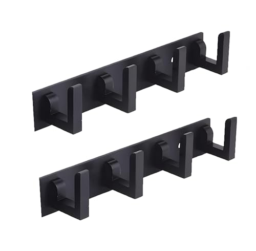 Image of Heavy Duty L Type Stainless Steel Cloth Hanger Suitable for Bathroom Bedroom Kitchen Wall Hook Rail Hanging Scarf Coat Keys Tie, Towel, Robe Hanger (Pack of 2, 4 Pin Black)