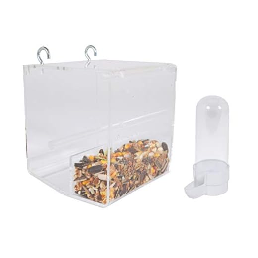 Kinekulle Mangeoire Anti-Gaspillage pour Cage à Oiseaux avec Crochets, fourni avec un Petit Distributeur d'Eau ou de Nourriture