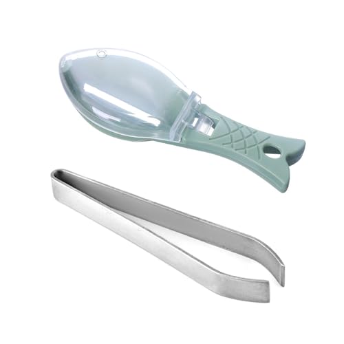 1 -Parte De Pescado Cala Schaber Y 1 -Hargado, Cepillo De Limpieza De Escamas De Pescado Con Cubierta, Eliminación De La Escala De Pescado De Plástico, Herramientas De Cocina De Cocina.