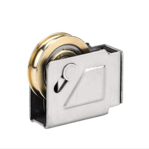 4 Poleas para Puertas Y Ventanas De Aleación De Aluminio De Acero Inoxidable, Ruedas De Cobre Puro Y Cobre para Puertas Correderas, Carcasa Gruesa De Acero Inoxidable, Resistente Y Duradera, 1 Paque Cover