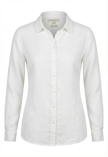 Barbour Camisa feminina marinha relaxada, branca, Branco, 11