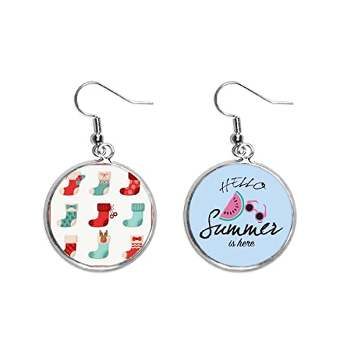 Pendientes de sandía colorida ilustración Feliz Navidad lóbulo verano