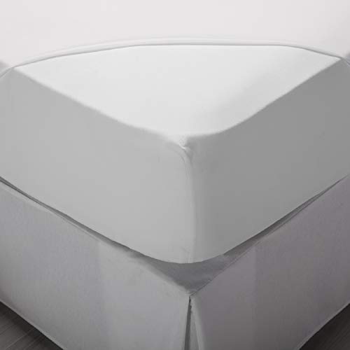 Pikolin Home - Sábana Bajera Ajustable de 100% Algodón | 140 Hilos | Cama de 80 | 80x200cm | Muy Transpirable | Gran Durabilidad | Fácil Lavado | Color Blanco