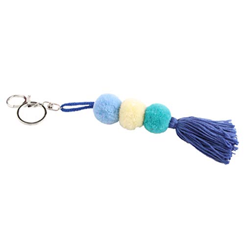 Preisvergleich Produktbild Artily Quaste Schlüsselanhänger Bunt Pom Pom Ball Handgefertigter Schlüsselanhänger, Bohemia Handtaschen-Anhänger, Geschenk für Frauen Mädchen, blau (Blau) - DXFLSQT12K