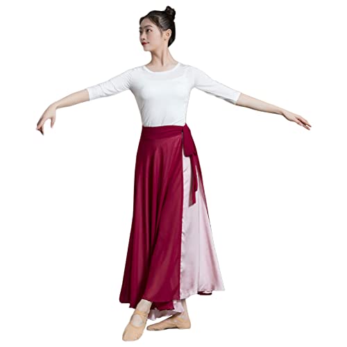 ROYAL SMEELA Women's Lyrical Dance Wrap Skirt - Flowy Maxi Skirts for Ballerinas