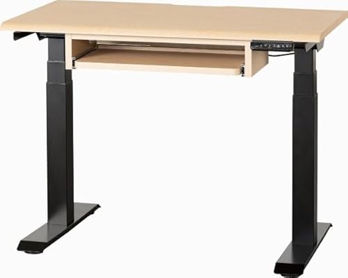 小島工芸 電動昇降式 デスク スライドトレー付き JDEA 幅100cm 奥行き60cm 高さ61?126cm 高さメモリー機能 ダブルモーター 6口コンセント 配線コード溜まり 静音 天板 チェリーナチュラル 脚 ブラック 6133