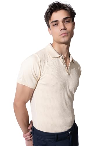 Image of Armisto Men's 100% Cotton Fancy Party Polo T-Shirt /Neutral Colour