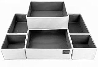 Set of 6 Drawer Organiser Divider White Drawer Divider Clothes Drawer Organisers Wardrobe Organiser Underwear Storage Drawer Dividers Nursery Baby Draw Organizer Clothes Draw Organiser