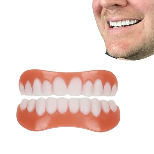 Care Spring 1 Par Dentaduras Postizas Instantáneas Dientes Postizos Temporales Superior E Inferior, Protesis Dental Carillas Dentales Ajustables Cubrir Dientes Picados para Hombre E Mujer