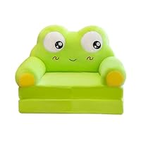 Folpus Kids Sofa, Kids Couch Fold Out, Cartoon Upholstered Flip Out Couch Folding Chair Convertible Sofa to Lounger for Playing Room, Big Eyed Frog