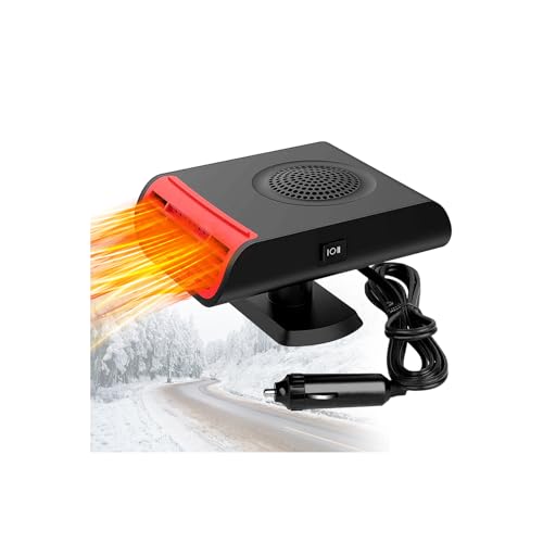 Leaflai Car Heater,12V 150W 2 in 1 Heater Vehicle Electronic Winter Car Kits, Plugs Into Cigarette Lighter, Automobile Windscreen Fan Windshield Demister Defroster