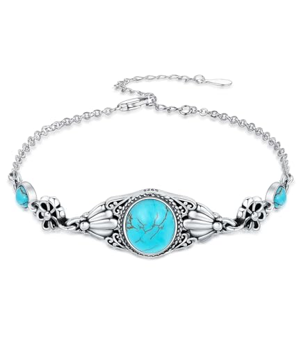 Genuine Turquoise Moonstone Onyx Bracelet for Women Native American Adjustable Boho Style 925 Sterling Silver Western Jewelry 6.5 to 7.5 Inch