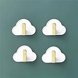 EDGOO Cloud Free Punch Hook Strong Sticky Wall Mounted Kid Room Wall Decoration Children's Room Decorative Hanger,White