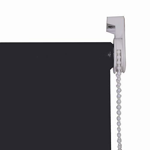 Home In Style 4U Thermal Insulated 100% Blackout Fabric Roller Blinds Plain Coloured UV-resistant Child Safe Easy Fit Trimmable Window Blind Darkening Shades Fittings Included (Black, 120cm x 165)