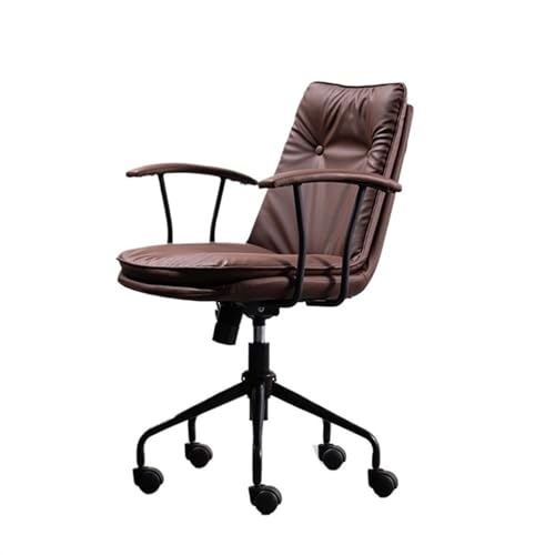 Silla de Oficina ejecutiva Profesional de Cuero sintético, cómoda y Moderna, con Ruedas y Base de Metal Negro, ergonómica, giratoria y Ajustable.