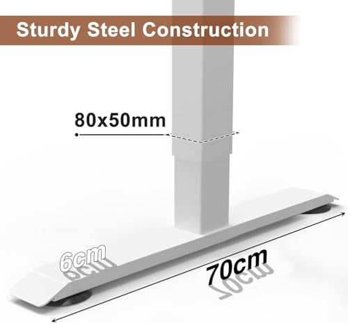 Devoko Electric Standing Desk 180x80cm, 18mm Thick Tabletop, Height Adjustable with Sedentary Reminder, USB Charging Port, 3 Memory Smart Panel, Heavy-Duty Steel Frame (White frame+black top)