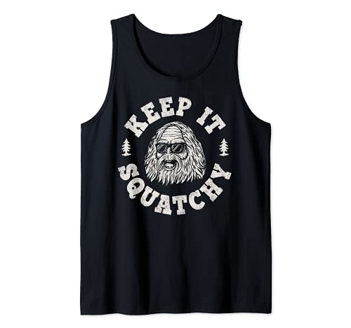 Bigfoot Keep It Squatchy Funny Sasquatch Retro Vintage Hombres Camiseta sin Mangas