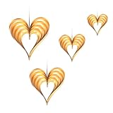 JEWEDECO Juego de 4 Adornos Colgantes en Forma de Corazón Dorado de Papel de Alto Brillo para Decoración de Fiesta y Cumpleaños